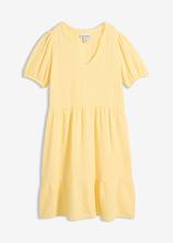 Oversized-Kleid aus Baumwoll-Musselin in gelb von vorne - bonprix