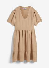 Oversized-Kleid aus Baumwoll-Musselin in beige von vorne - bonprix