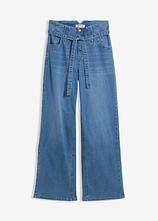 Wide-Leg-Jeans, High Waist, Bio-Baumwolle in blau von vorne - bonprix