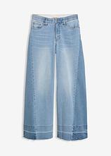 Wide-Leg-Jeans Mid Waist in blau von vorne - bonprix
