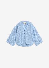 Hemdbluse aus luftigem Leinen-Mix in blau von vorne - bonprix