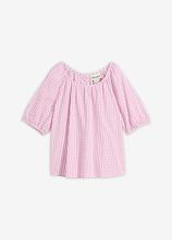 Kurzarmbluse aus reiner Baumwolle in rosa von vorne - bonprix