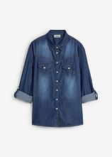 Jeansbluse aus reiner Bio-Baumwolle in blau von vorne - bonprix