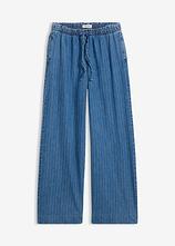 Pull On Wide-Leg-Jeans, Baumwolle in blau von vorne - bonprix