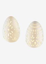 LED-Deko-Objekt Osterei mit Ausstanzungen (2er Pack) in weiß - bonprix