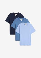 T-Shirt (3er Pack) in blau von vorne - bonprix