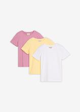 T-Shirt aus reiner Bio-Baumwolle (3er Pack) in rosa von vorne - bonprix