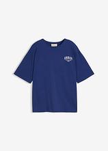 Oversize T-Shirt aus reiner Bio Baumwolle in blau von vorne - bonprix