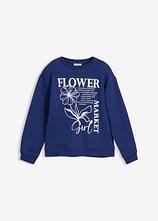 Sweatshirt aus reiner Bio Baumwolle in blau von vorne - bonprix