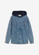 Jeans Shaket mit Sweat-Kapuze in blau von vorne - bonprix