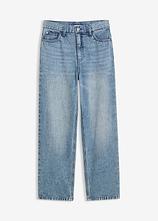 Loose-Fit-Jeans mit verstellbarem Bund, Straight in blau von vorne - bonprix