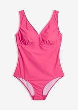 Medium Shape-Badeanzug mit V-Ausschnitt in pink von vorne - bonprix