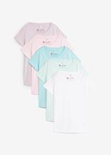 Rundhals-Shirt  (5erPack) in rosa von vorne - bonprix
