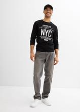 Langarmshirt aus reiner Bio-Baumwolle, Slim Fit in schwarz im Look von vorne (Totalaufnahme) - bonprix
