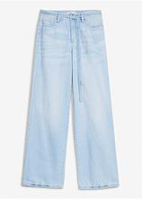 Wide-Leg-Jeans, Mid Waist, mit Gürtel in blau von vorne - bonprix