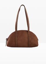 Umhängetasche in Velourslederoptik in braun von vorne - bonprix