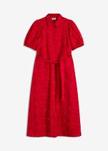 Lochstickerei-Blusenkleid aus reiner Baumwolle in rot von vorne - bonprix