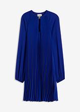 Minikleid aus feinem Chiffon mit Plisseé in blau von vorne - bonprix