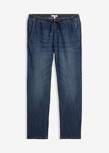 Leichte Regular-Fit Schlupfjeans mit Dehnbund, Straight in blau von vorne - bonprix