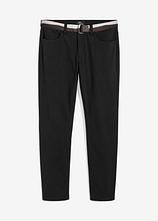 Regular Fit Stretch-Hose mit Gürtel, Straight in schwarz von vorne - bonprix