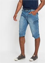 Leichte Jeans-Long-Cargobermuda, Relaxed Fit in blau von vorne - bonprix
