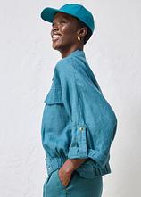 Cap aus reinem Leinen in petrol von vorne - bonprix