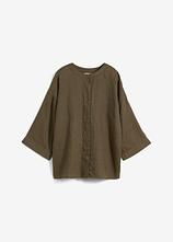 Oversize-Bluse aus reinem Leinen in grün von vorne - bonprix