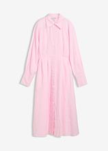 Hemdblusenkleid aus reinem Leinen in rosa von vorne - bonprix