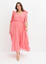 Chiffonkleid mit Schleifendetails in pink von vorne (Totalaufnahme) - bonprix