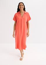 Kaftan-Kleid aus weichem Musselin in pink von vorne (Totalaufnahme) - bonprix