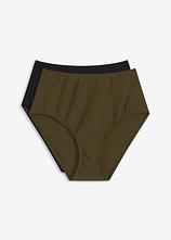 Highwaist-Bikinihose (2er Pack) in grün von vorne - bonprix