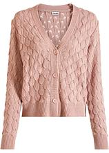 Ajour-Strickjacke in rosa von vorne - bonprix