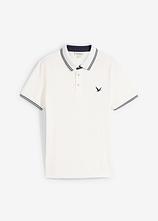 Piqué-Poloshirt aus reiner Baumwolle in weiß von vorne - bonprix