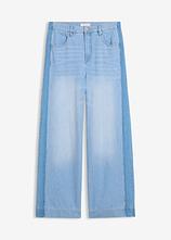 Wide-Leg-Jeans High Waist, Baumwolle in blau von vorne - bonprix