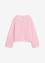 Oversize Ajour-Pullover aus reiner Baumwolle in rosa von vorne - bonprix