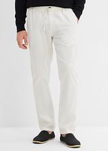 Regular Fit Chinohose aus luftigem Leinen-Mix, Straight in grau von vorne - bonprix