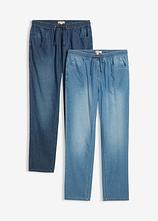 Leichte Classic Fit Schlupfjeans, Tapered (2er Pack) in blau von vorne - bonprix