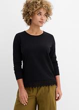 Langarmshirt aus reiner Baumwolle (2er Pack) in schwarz von vorne (im Anschnitt) - bonprix