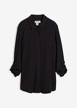 Jersey-Shirtbluse, lang in schwarz von vorne - bonprix