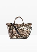 Canvas Shopper mit Leoprint in beige von vorne - bonprix