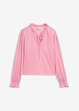 Spitzenshirt mit Ballonärmel in rosa von vorne - bonprix