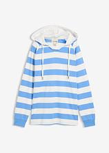 Leichtes Kapuzenshirt aus reiner Baumwolle in blau von vorne - bonprix