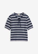 T-Shirt aus reiner Bio-Baumwolle in blau von vorne - bonprix