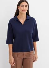Polo Strickshirt in blau von vorne (im Anschnitt) - bonprix