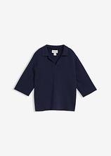 Polo Strickshirt in blau von vorne - bonprix