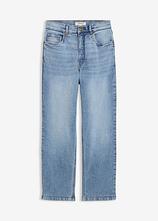 Loose Straight-Jeans High Waist, cropped in blau von vorne - bonprix