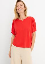 Lockeres Shirt aus robustem Piqué in rot von vorne (im Anschnitt) - bonprix