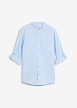 Langarmhemd mit Turn-Up aus reiner Baumwolle in blau von vorne - bonprix