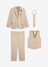 Hochzeitsanzug (4tlg. Set) mit Weste und Krawatte, Regular Fit in braun von vorne - bonprix