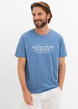 T-Shirt aus reiner Baumwolle in blau von vorne (im Anschnitt) - bonprix